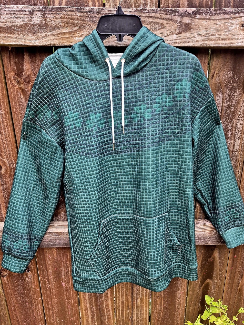 Green Shamrock Sweatshirt Hoodie Cotton Blend XLarge Mens Front Pocket